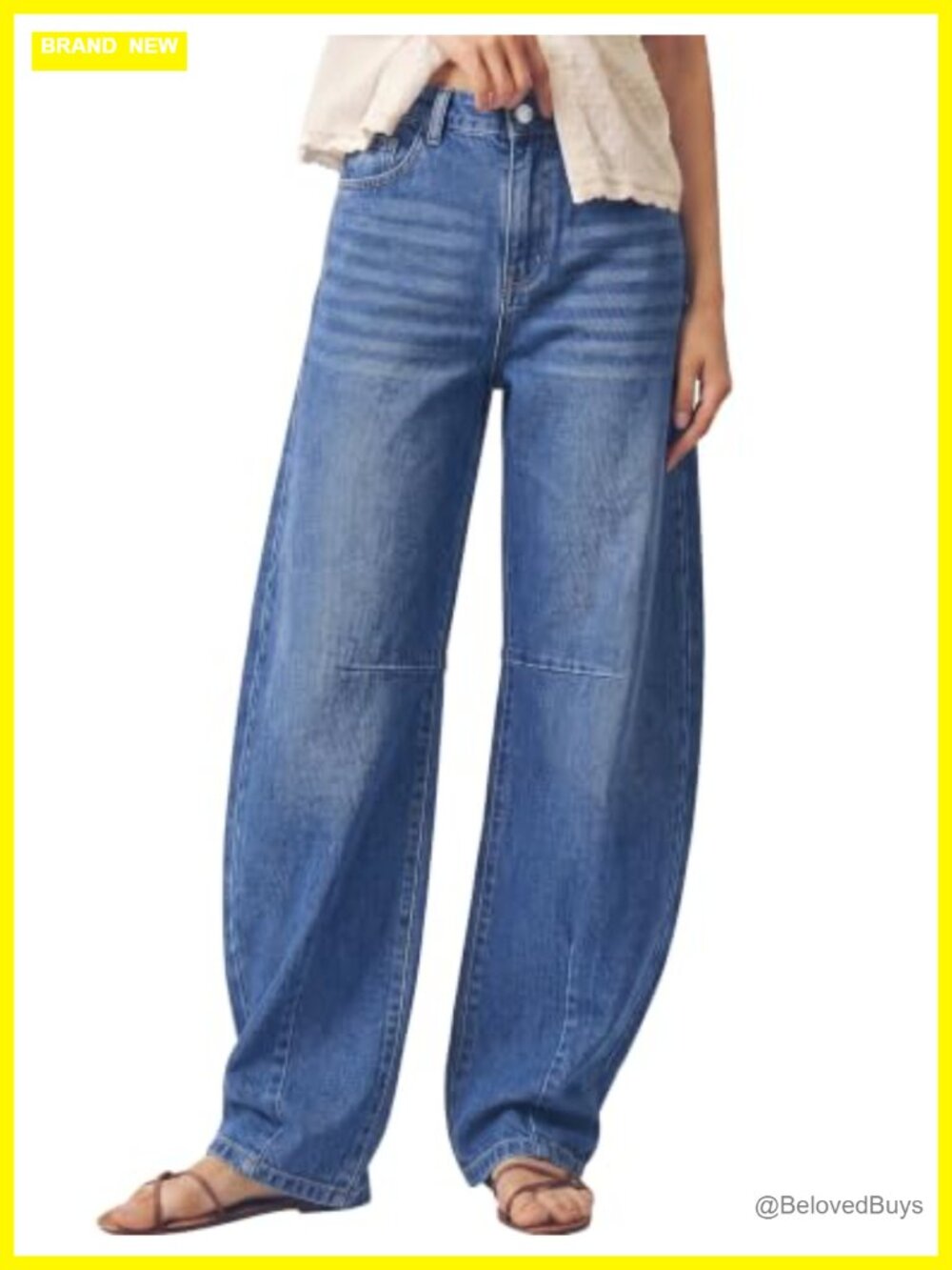 High Rise Barrel Jeans Stretchy Denim Baggy Western Pants